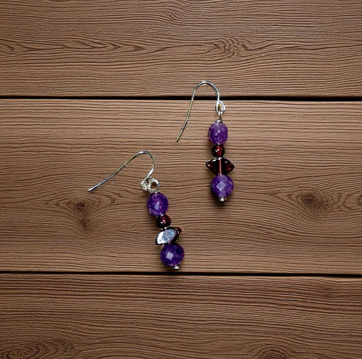 Rasmussen Earrings Amethyst and Garnets