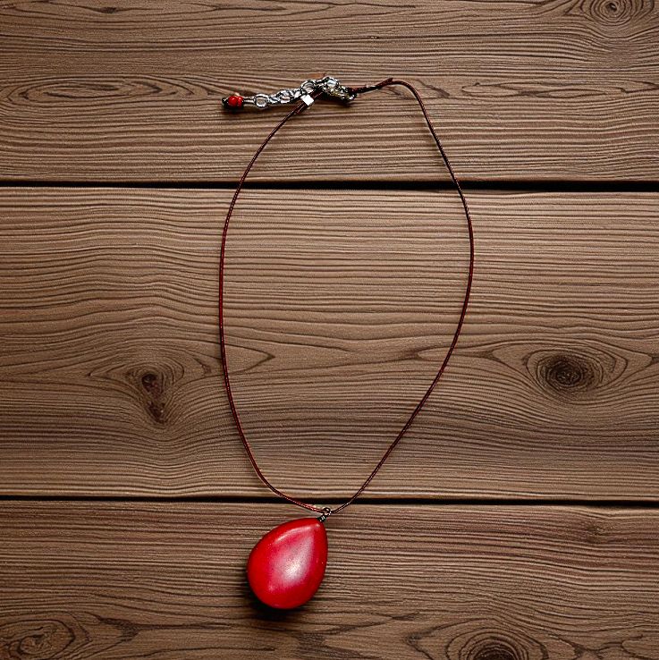 Rasmussen Necklace Teardrop Red Coral Pendant