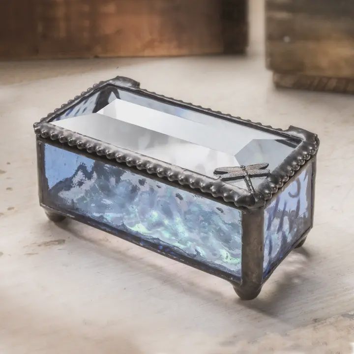 J. Devlin Keepsake Box Blue with Dragonfly