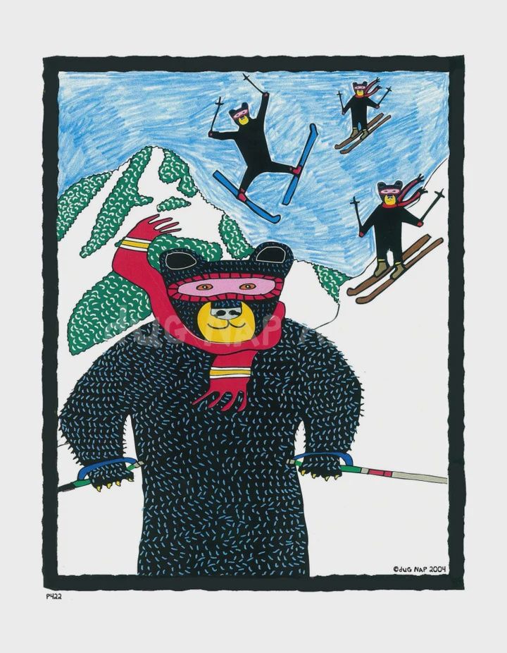 Dug Nap Print Bears Skiing