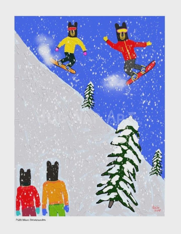Dug Nap Print &quot;Bears Snowboarding&quot;