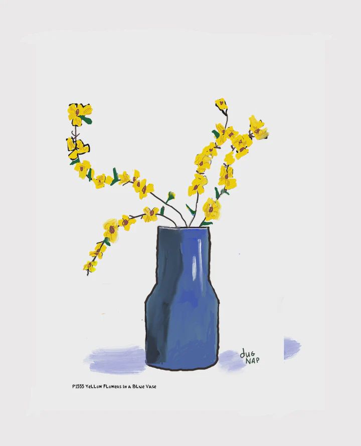 Dug Nap Print &quot;Yellow Flowers in a Blue Vase&quot;