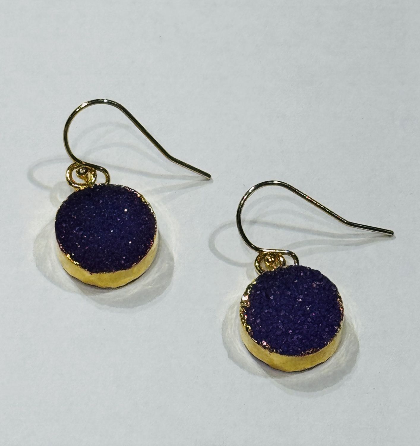 Trueworthy Earring Round Purple Druzy GF
