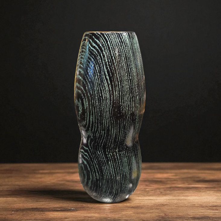 OTE Green Ash Vase w/ Metallic Grain Accent