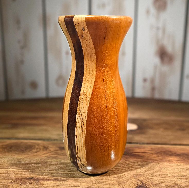 OTE Vase w/ Cherry, White Oak and Padauk Wood
