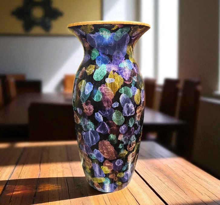 OTE Green Ash Vase w/ Black Ink