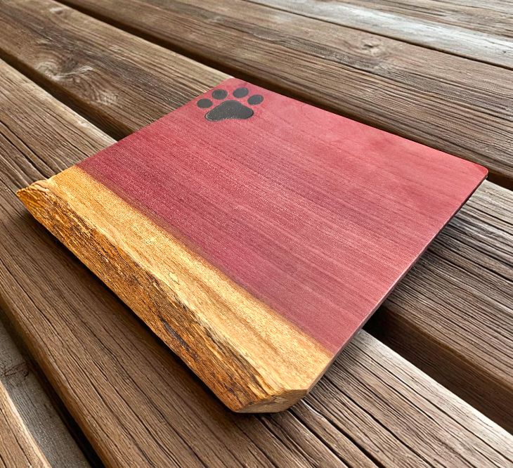 OTE Purple Heart Paw Print Cutting Board