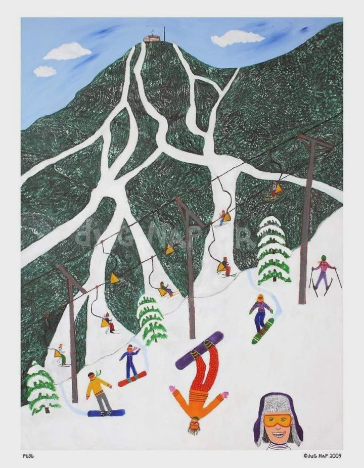 Dug Nap Print Snowboarders on Mountain