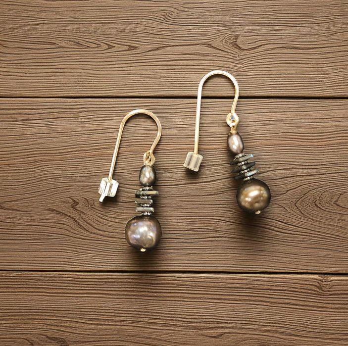 Rasmussen Earrings Peacock Gray Freshwater Pearls