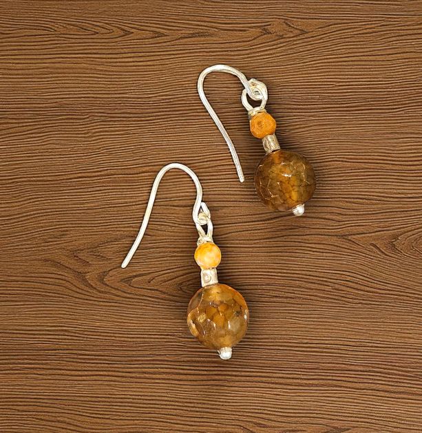 Rasmussen Earrings Fire Agates and Indian Agates