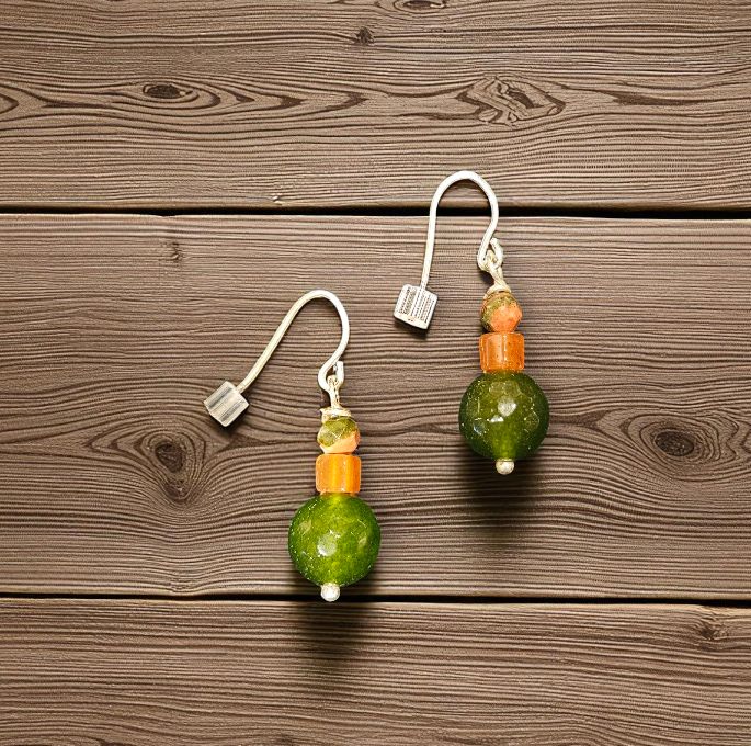 Rasmussen Earrings Faceted Jade Ball