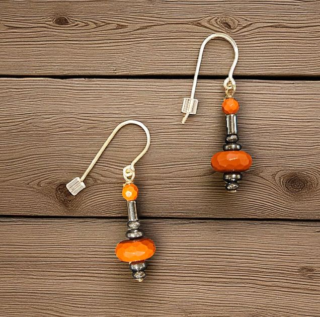 Rasmussen Earrings Faceted Red Jasper with Hematite