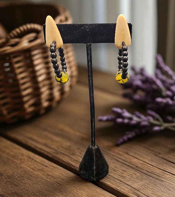 Rasmussen Earrings Ivory Woodstick Triangle Posts