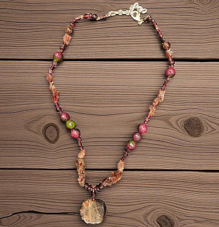 Rasmussen Necklace Raw Garnet &amp; Ruby Zoisite