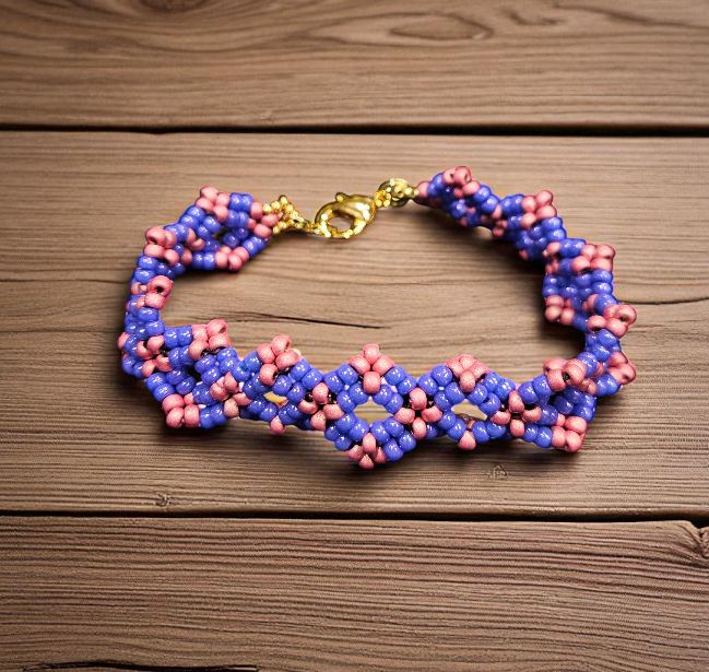 Boerman Bracelet Metallic Pink and Purple Seed Beads