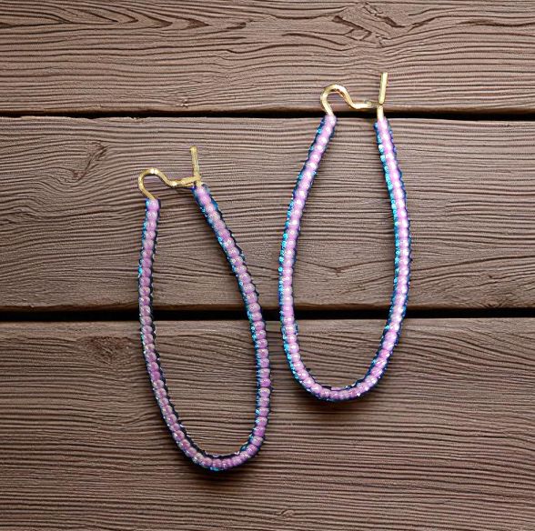 Boerman Metallic Lavender Seed Bead Oblong Hoops