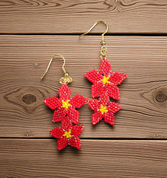 Boerman Earrings Pointsettia Drops