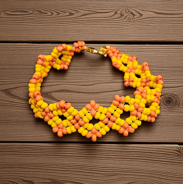 Boerman Bracelet Yellow and Orange Matte Seed Beads