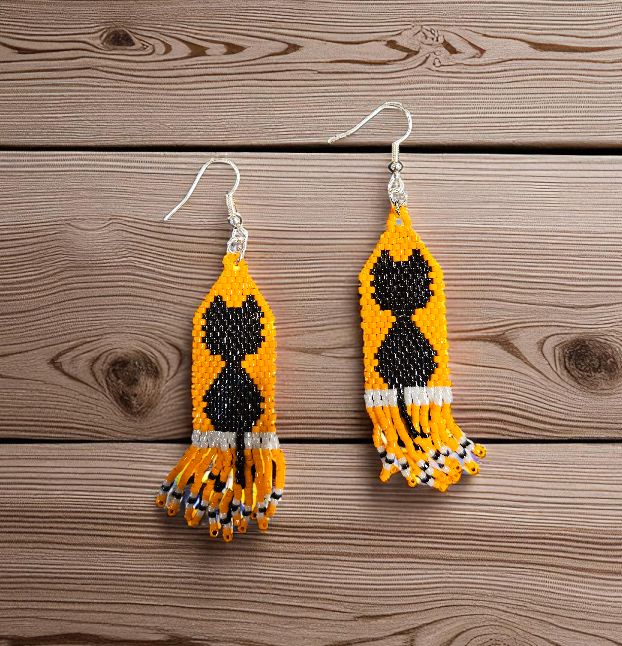 Boerman Earrings Black Cats on Orange Background