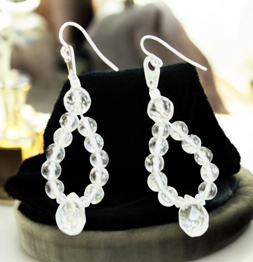 Rasmussen Earrings Clear Quarts Teardrop Hoops