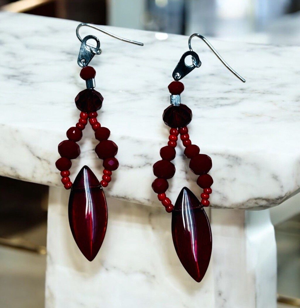 Rasmussen Earrings Red Glass Eyelets