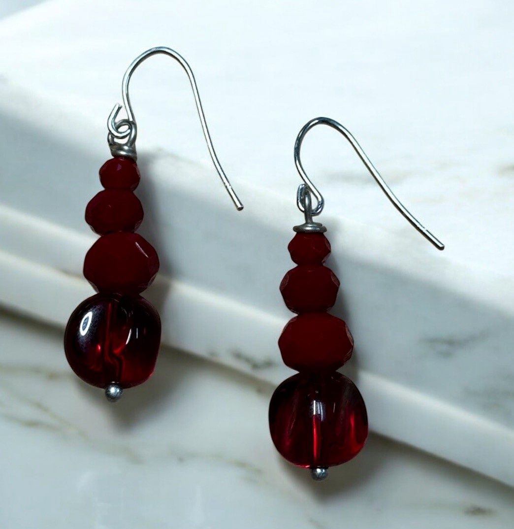 Rasmussen Earrings Reg Glass Beads Mixed Shapes
