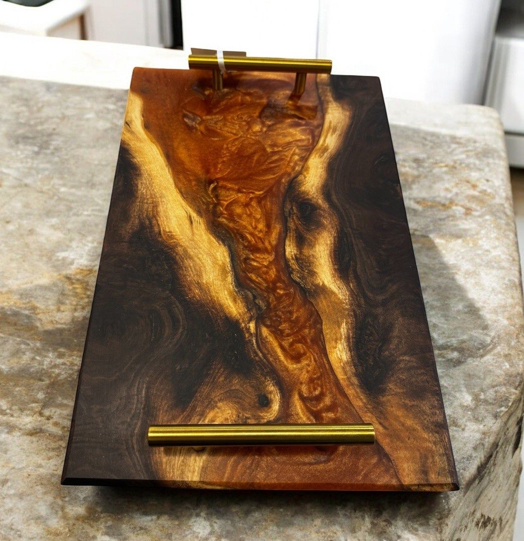GM Charcuterie Board Black Walnut w/Bronze Resin River