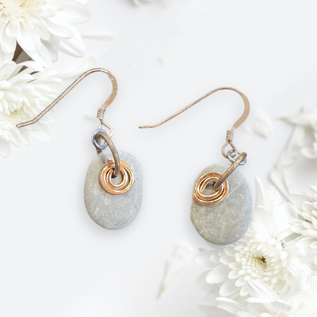 Blue Quarry Earrings Simple Spiral Bronze Small