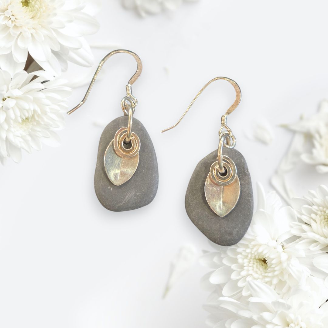 Blue Quarry Earring Die Cut Sterling Leaf