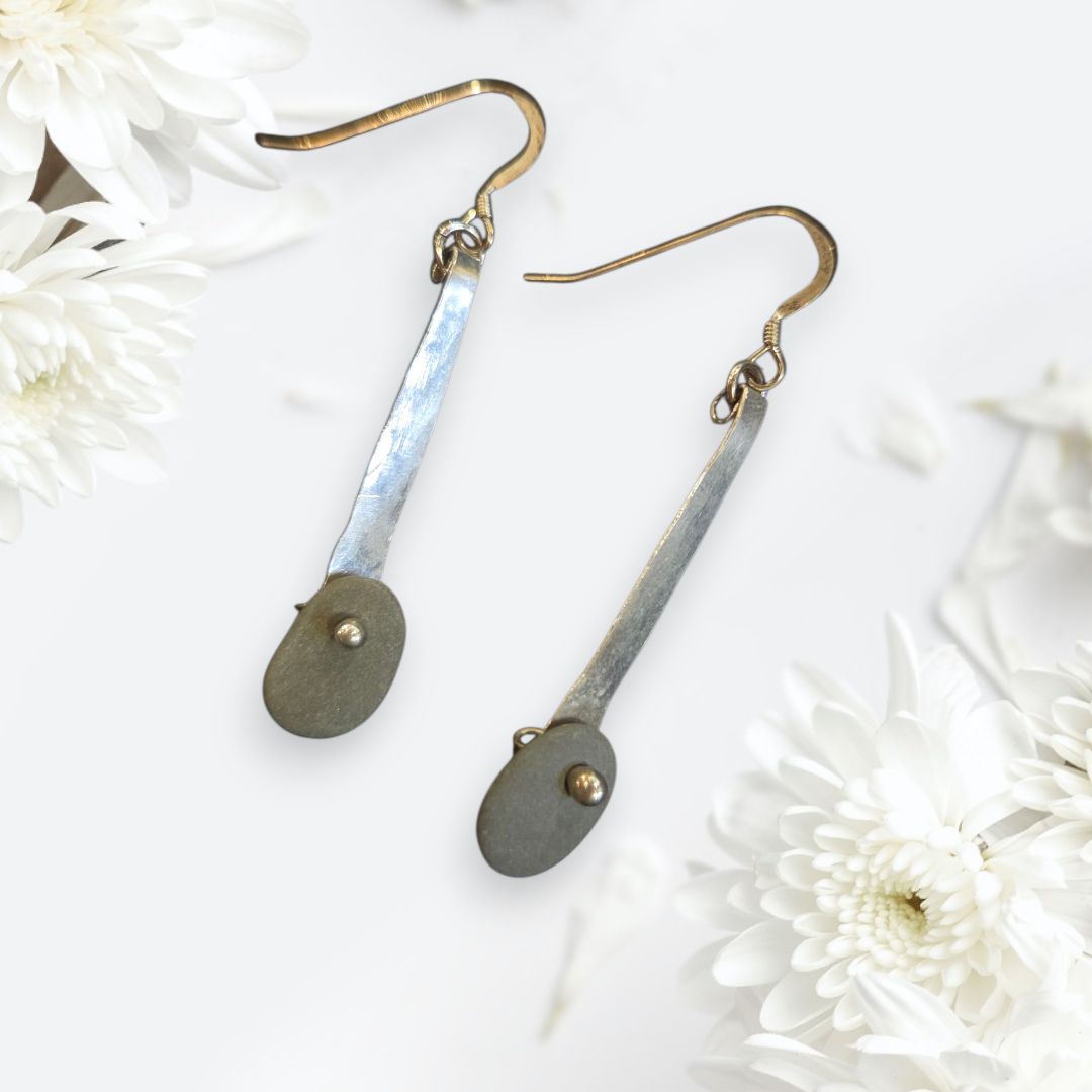 Blue Quarry Earring Hammered Sterling Silver and Stone
