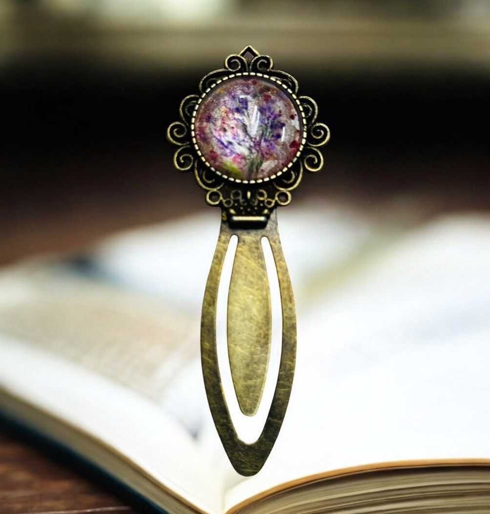 Stevenson Bookmark Bronze Clip Pink Floral