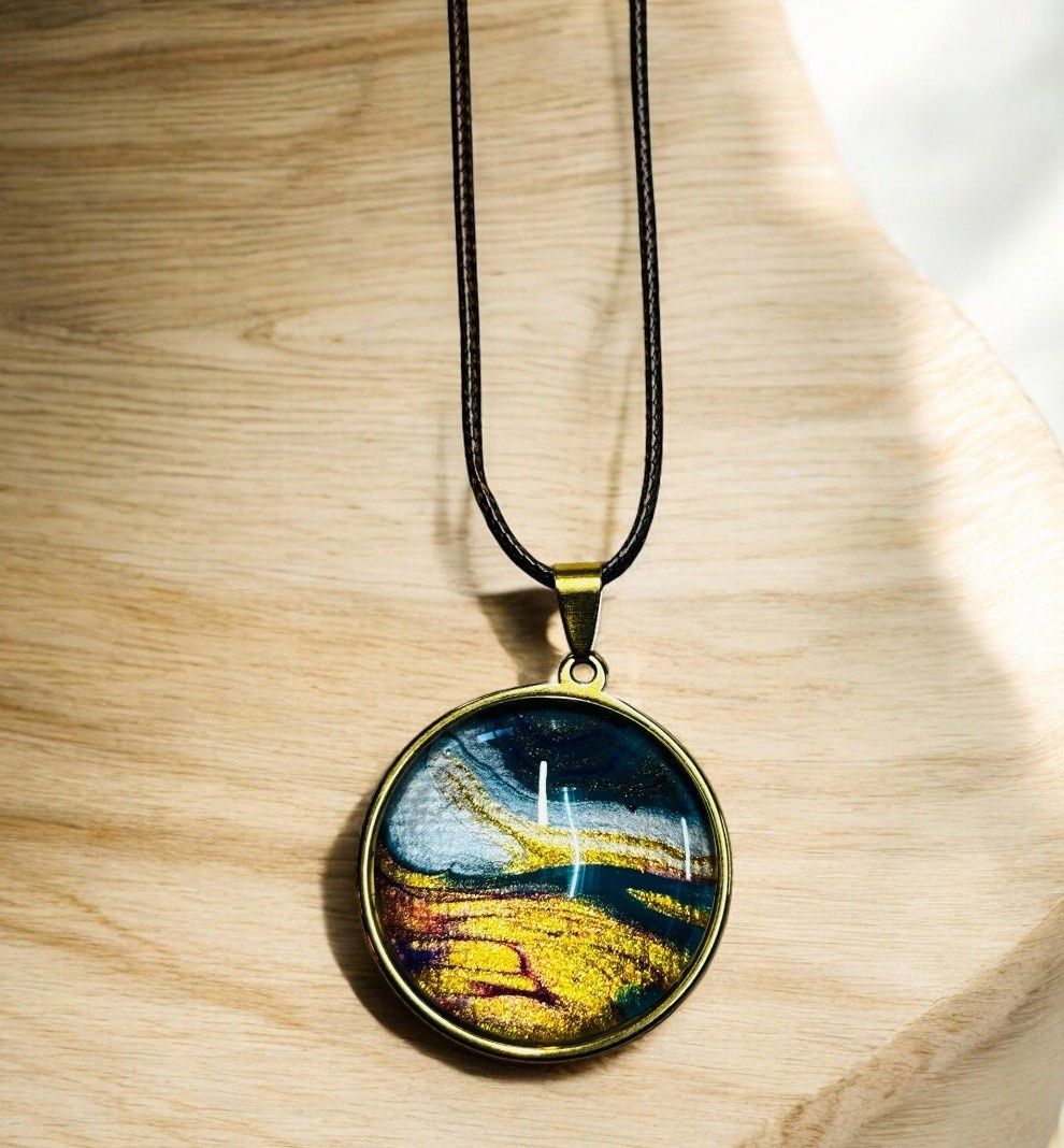 Stevenson Necklace Copper Green on Brown Vegan Cord