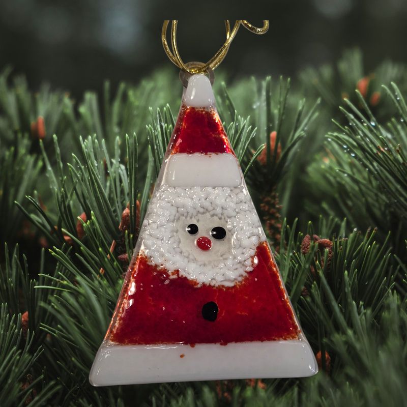 Verre Visage Fused Glass Santa Ornament 701