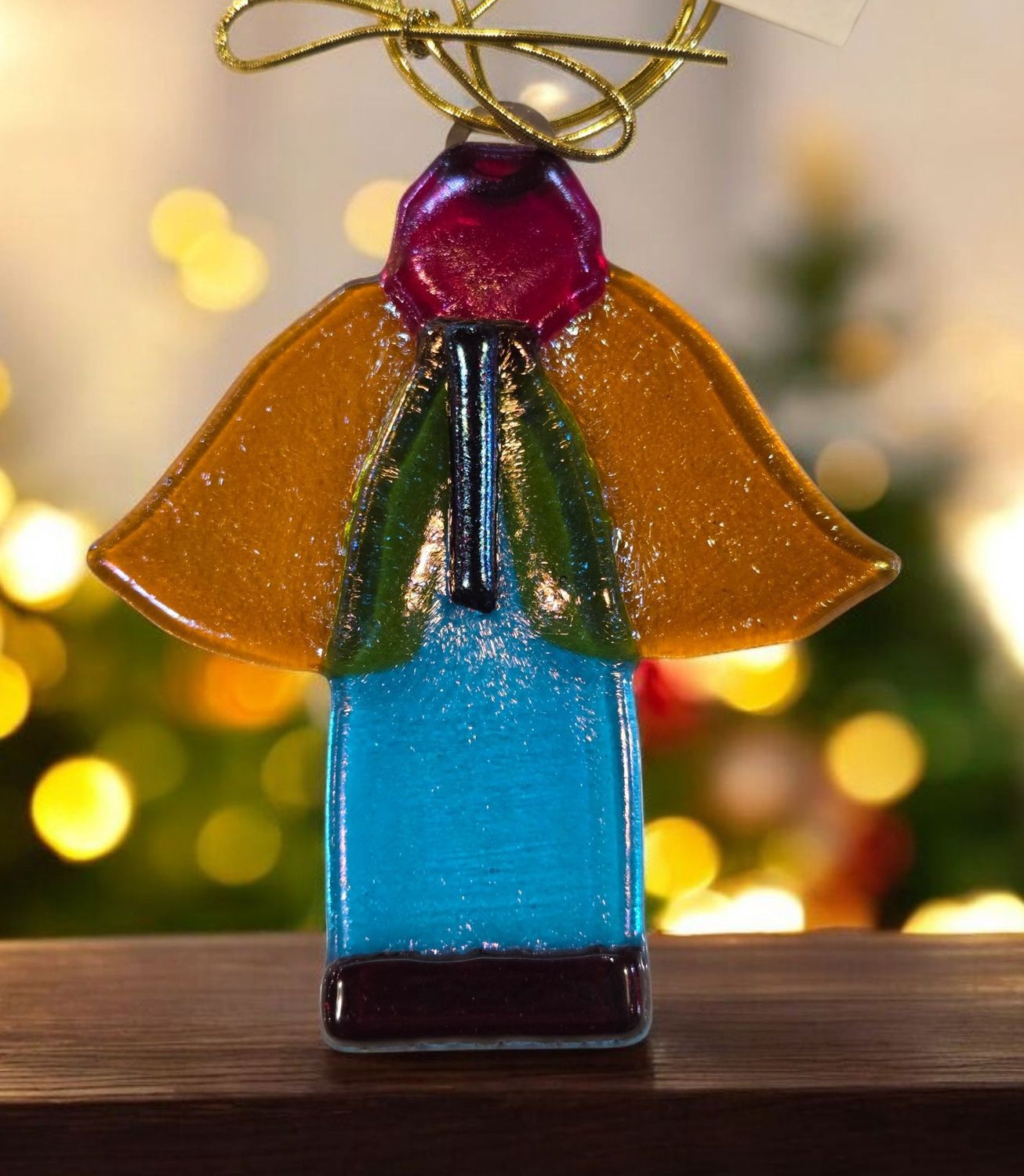 Verre Visage Fused Glass Angel Ornament 682