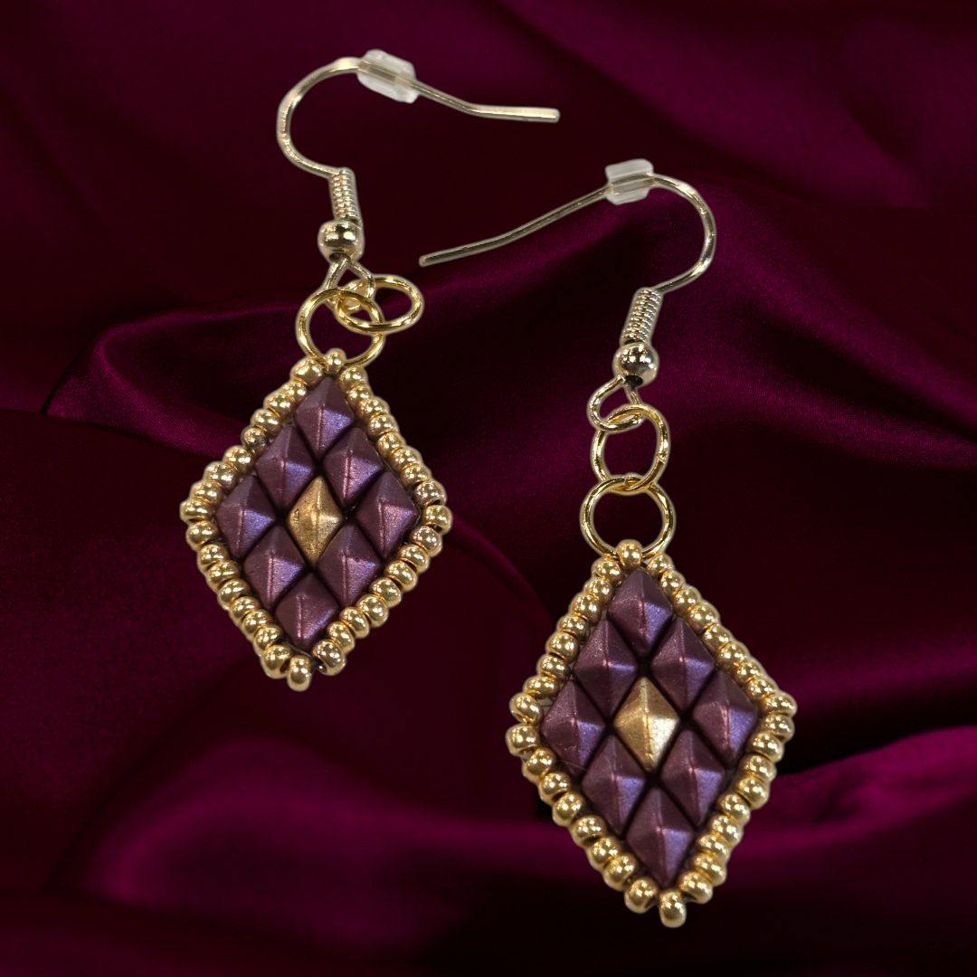 Boerman Earrings Metallic Purple and Gold