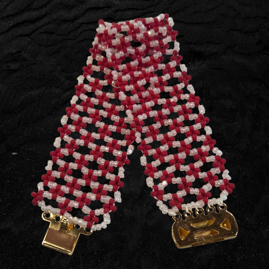 Boerman Bracelet 3 Row Woven Red and White