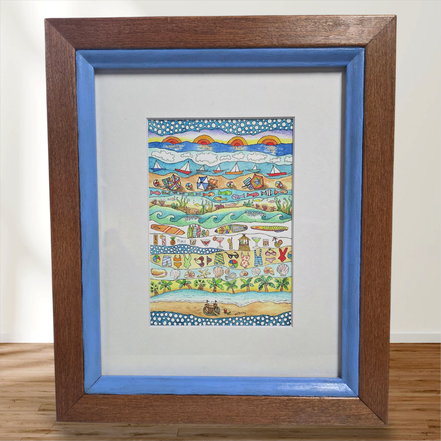 Kat Kando &quot;Beachy Thangka&quot; Print Framed