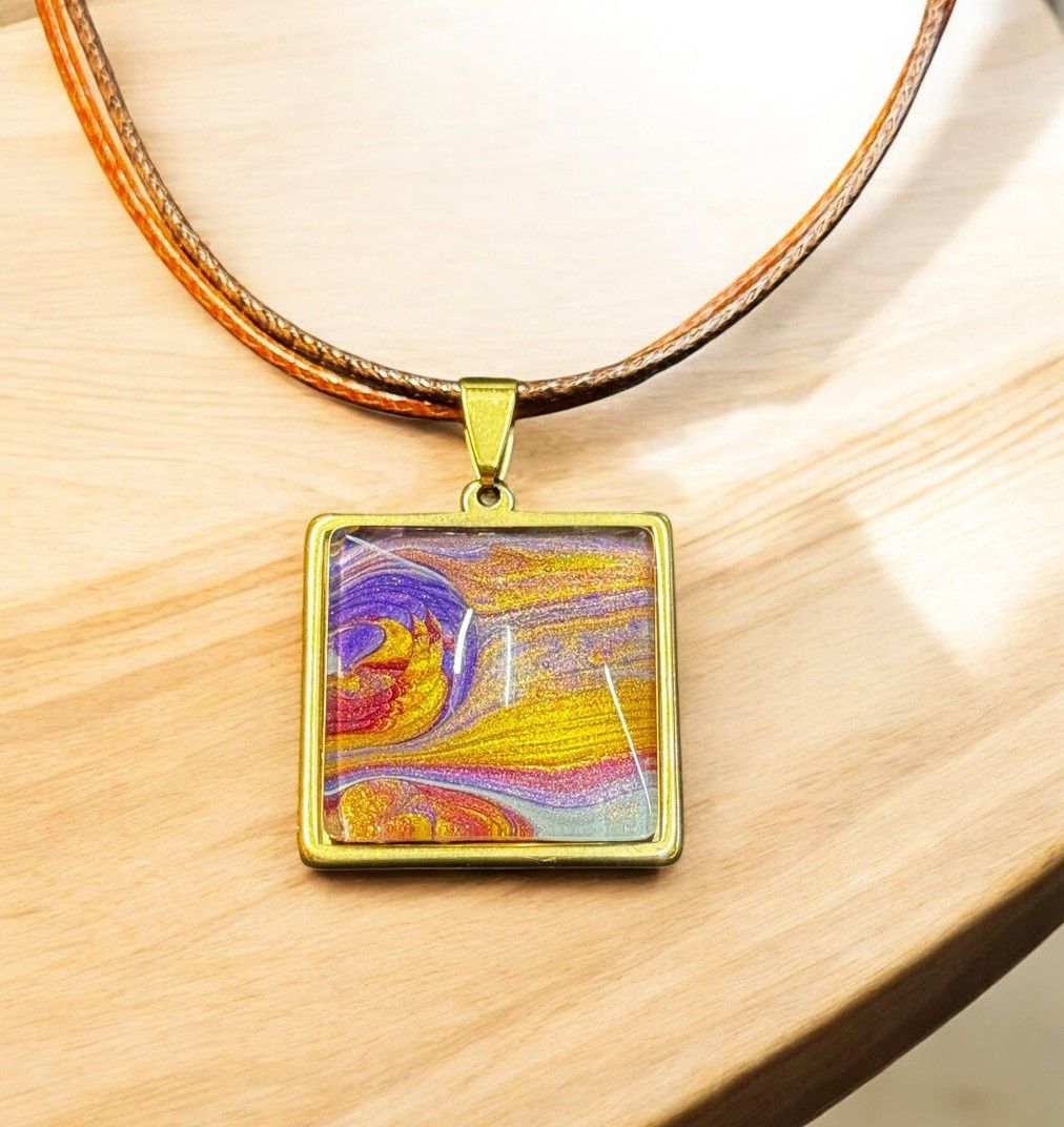 Stevenson Necklace Square Pink Double Cord