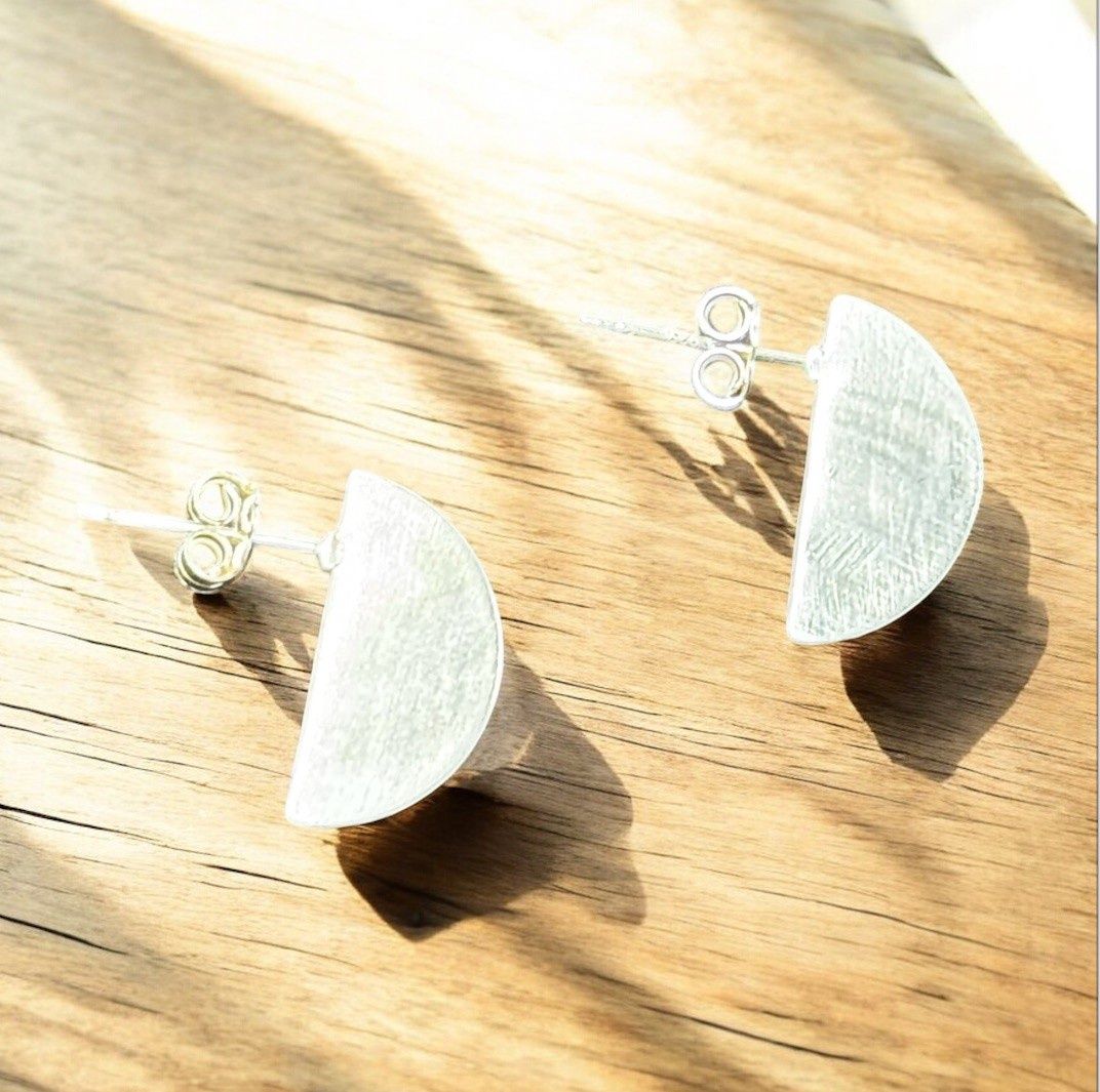 Interstellar Earrings Half Circle Extend Silver