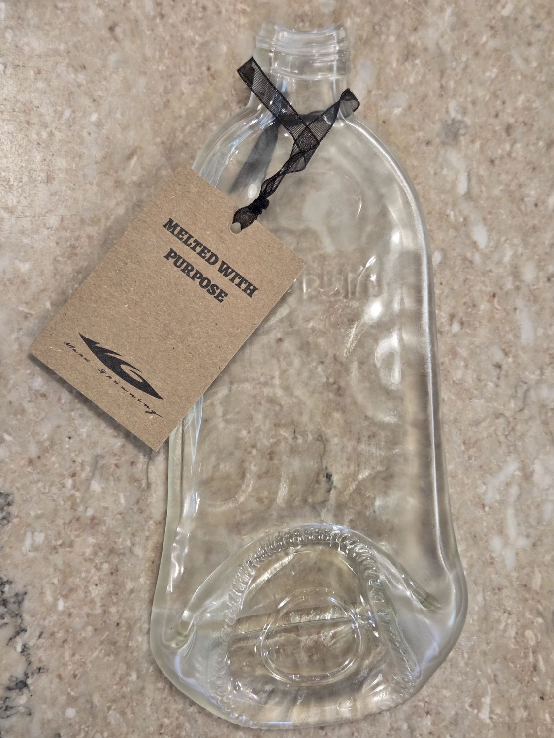 Groaning Original- Melted Glass Bottle Spoon Rest Small 4