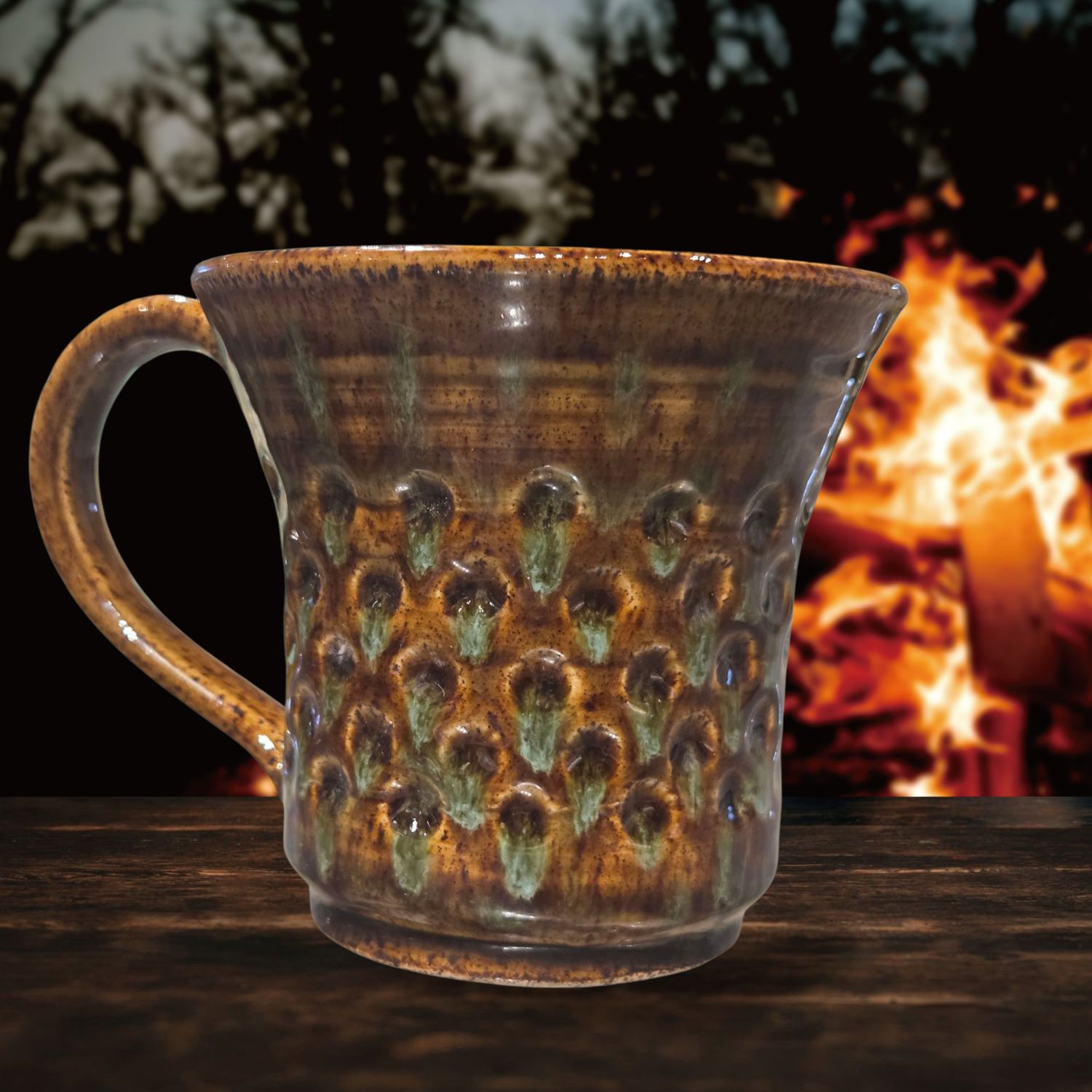 Johnson Mug Dimpled Brown with Green 3