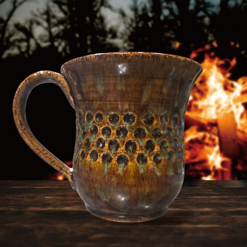 Johnson Mug Dimpled Brown with Green