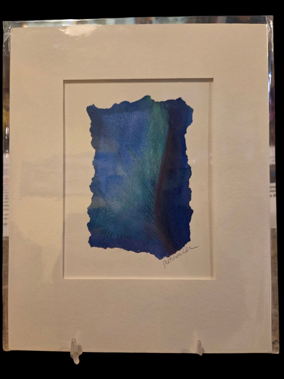 Orange Sky Original Pastel Drawing 8x10 Blues with Purple Streak