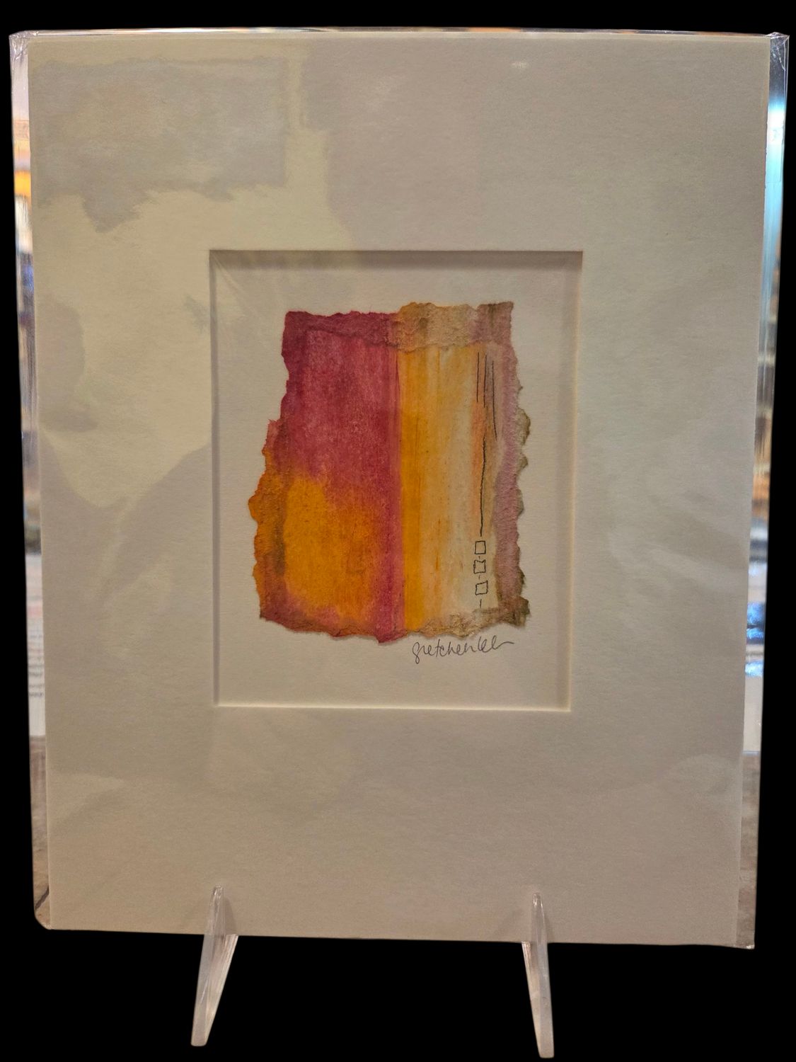 Orange Sky Original Pastel Drawing 8x10 Peach and Pink