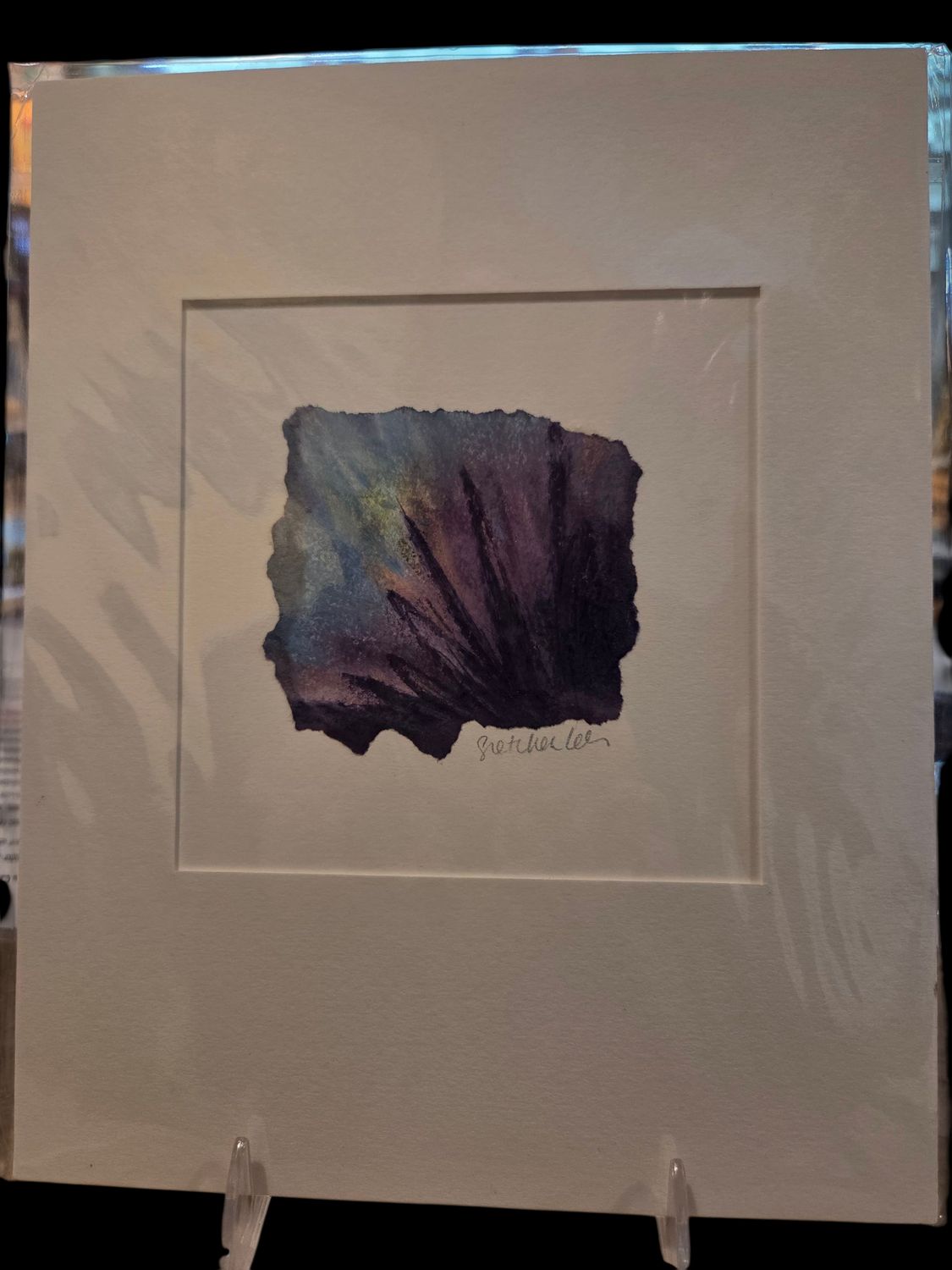 Orange Sky Original Pastel Drawing 8x10 Purple Burst