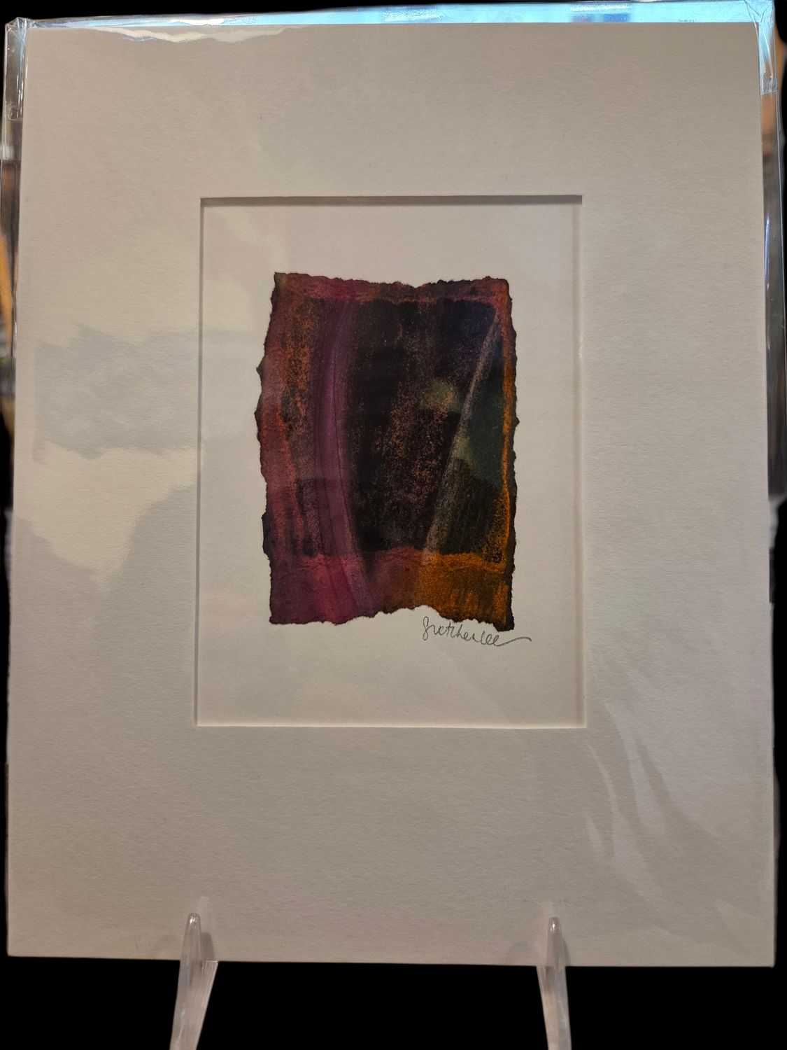 Orange Sky Original Pastel Drawing 8x10 Orange and Fuschia