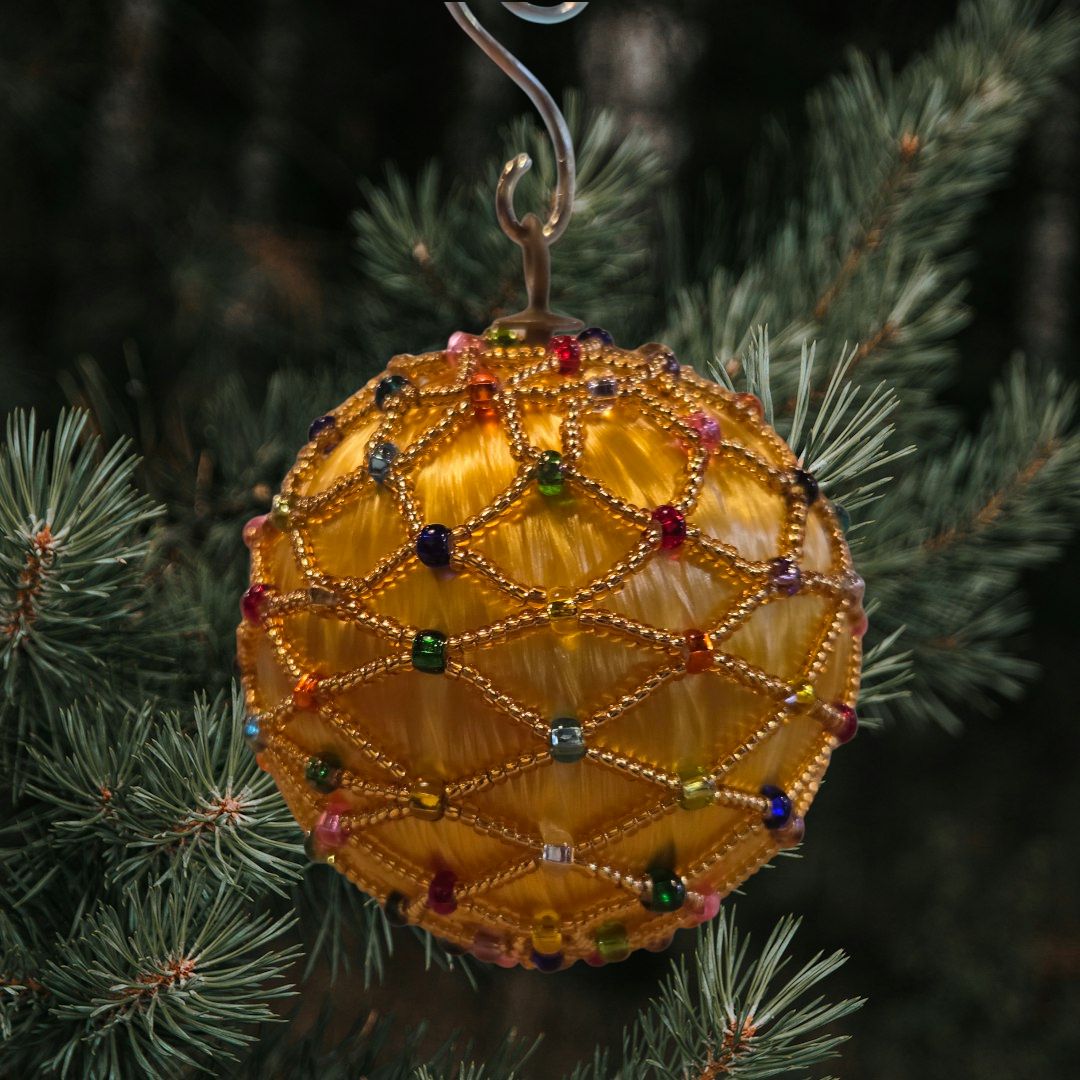 Boerman Ornament Gold Seed/ Mulit-Colored Preciosa Beads