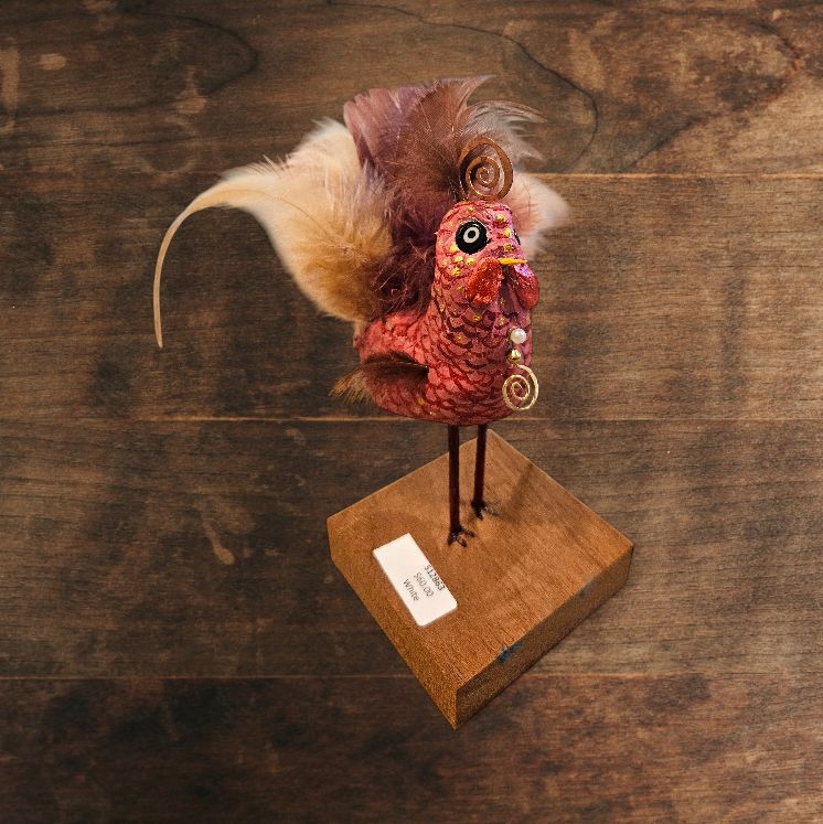 White Magenta Chicken with Red Detailing
