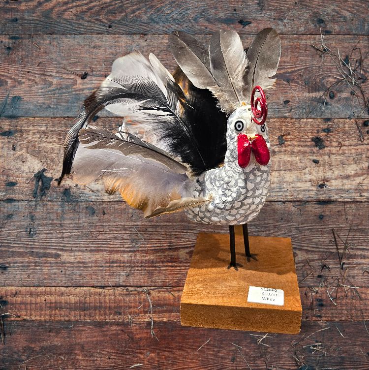 White White Chicken with Silver Detailing