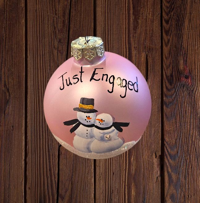 Hamilton Ornament &quot;Just Engaged&quot; w/Swarovski Crystal on Pink